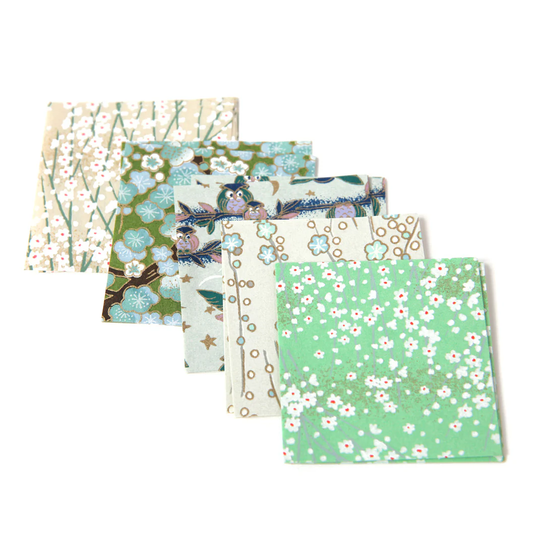 100 Papiers Origami - 6 x 6 cm - Vert Clair et Foncé, Vert d'Eau et Menthe et Bleu Turquoise - Garden – Image 5