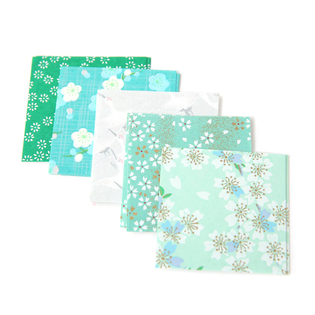 100 Papiers Origami - 6 x 6 cm - Vert Clair et Foncé, Vert d'Eau et Menthe et Bleu Turquoise - Garden – Image 6