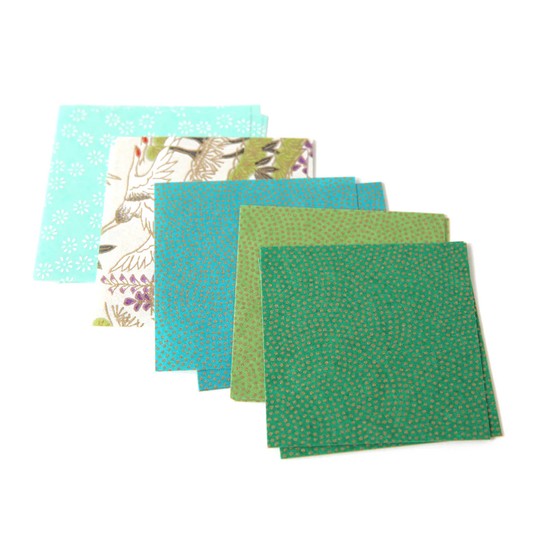 100 Papiers Origami - 6 x 6 cm - Vert Clair et Foncé, Vert d'Eau et Menthe et Bleu Turquoise - Garden – Image 7