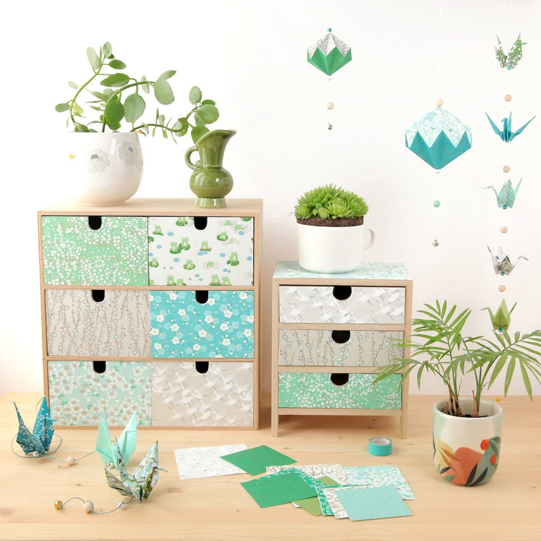 20 Papiers Origami - 15 x 15 cm - Vert Clair et Foncé, Vert d'Eau et Menthe et Bleu Turquoise - Garden – Image 6