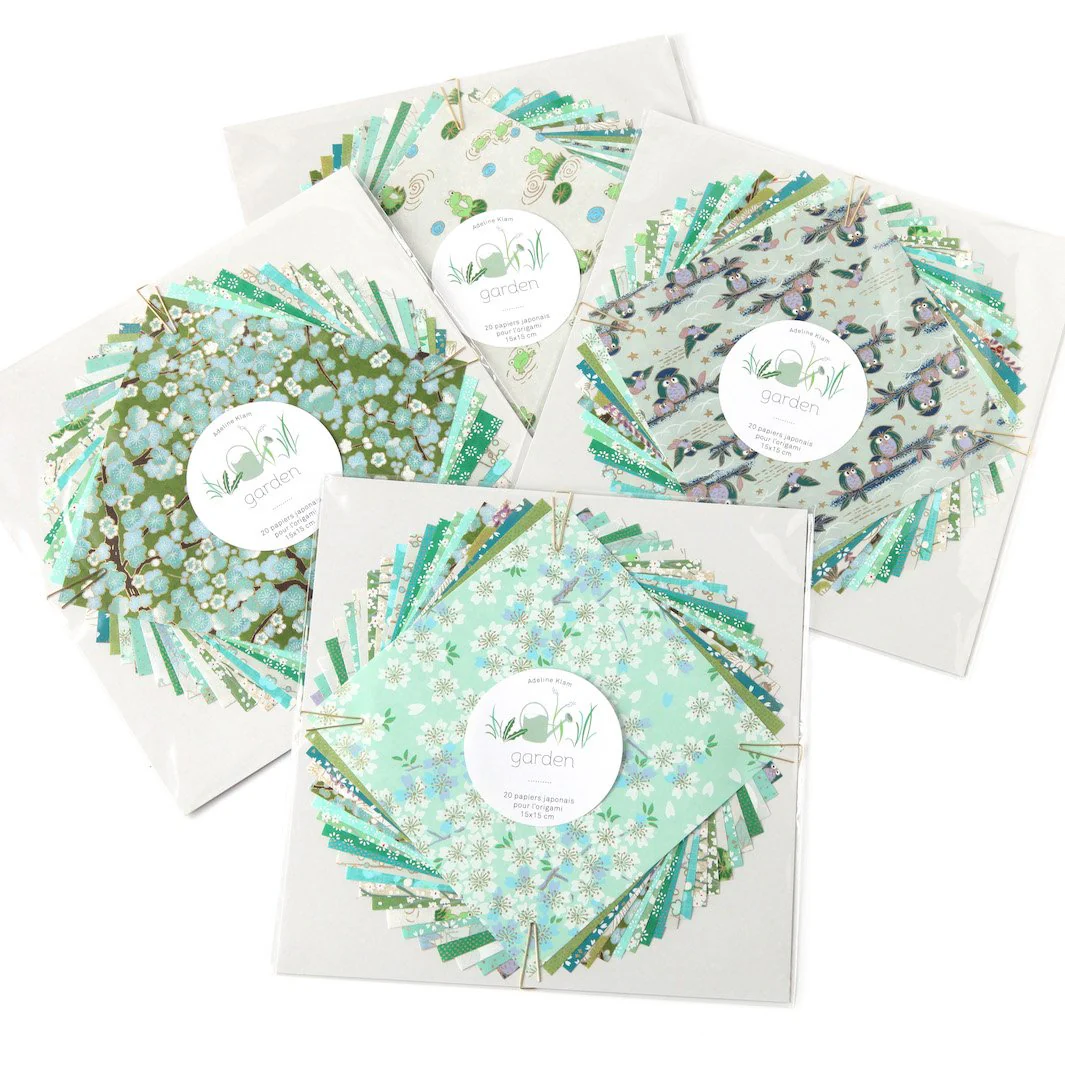 20 Papiers Origami - 15 x 15 cm - Vert Clair et Foncé, Vert d'Eau et Menthe et Bleu Turquoise - Garden – Image 5