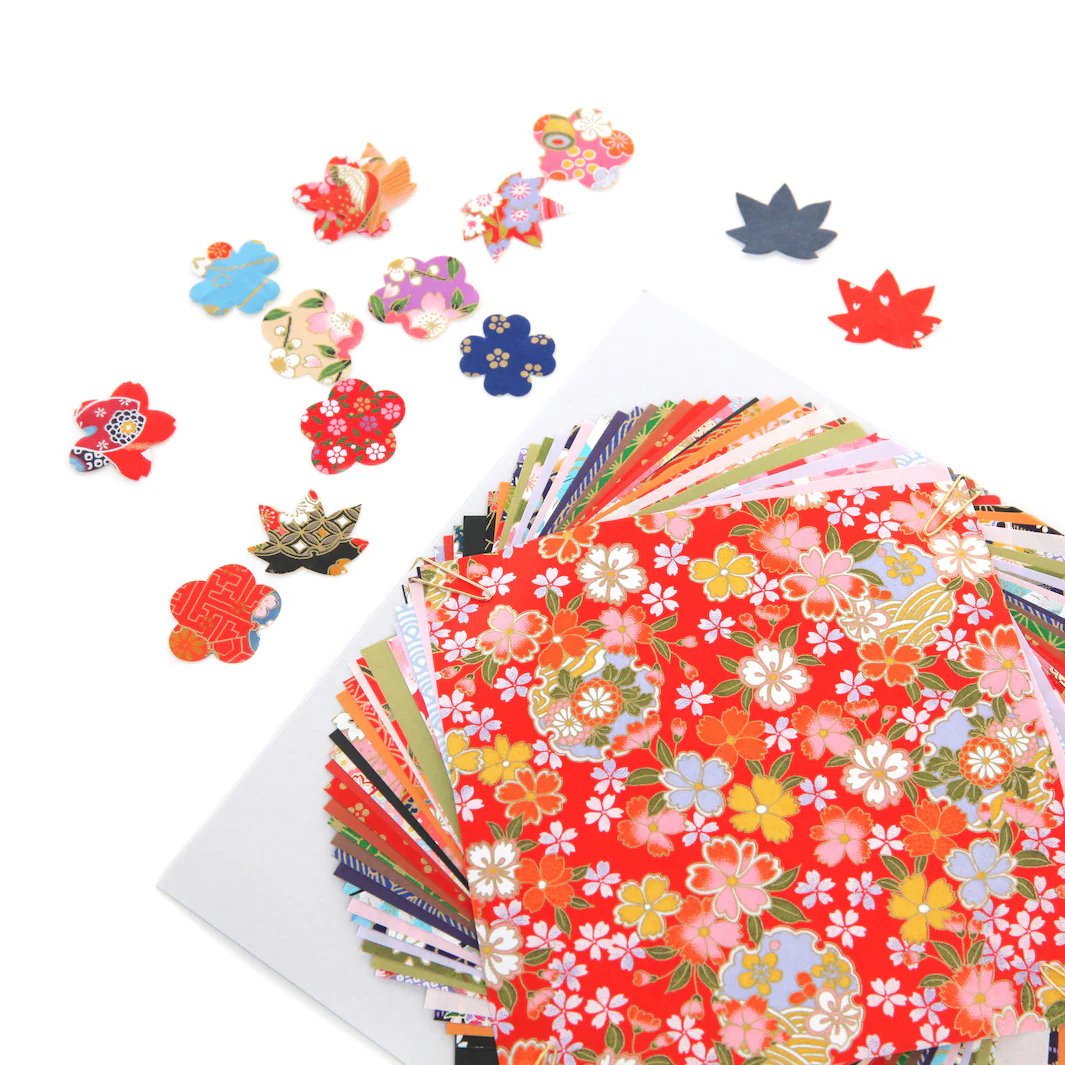 40 Papiers Origami et Stickers - 15 x 15 cm - Motifs Traditionnels et Unis - Mélange Aléatoire – Image 4