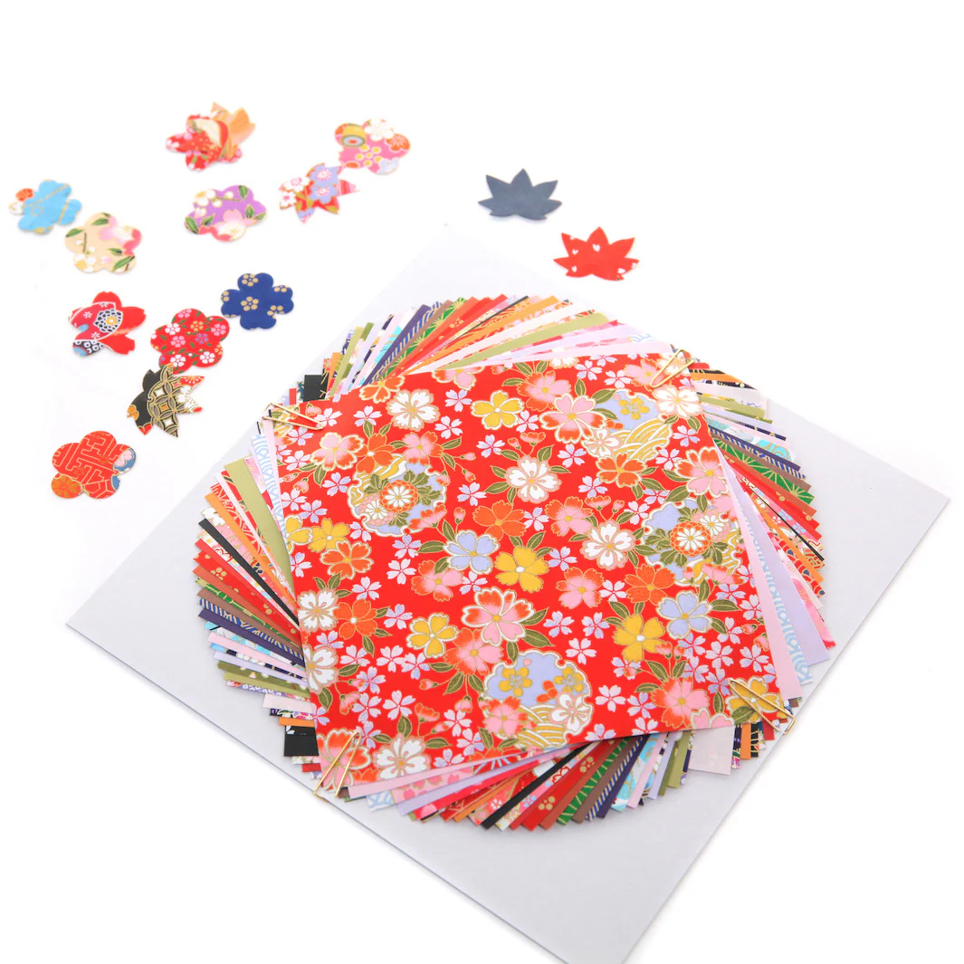 40 Papiers Origami et Stickers - 15 x 15 cm - Motifs Traditionnels et Unis - Mélange Aléatoire – Image 7