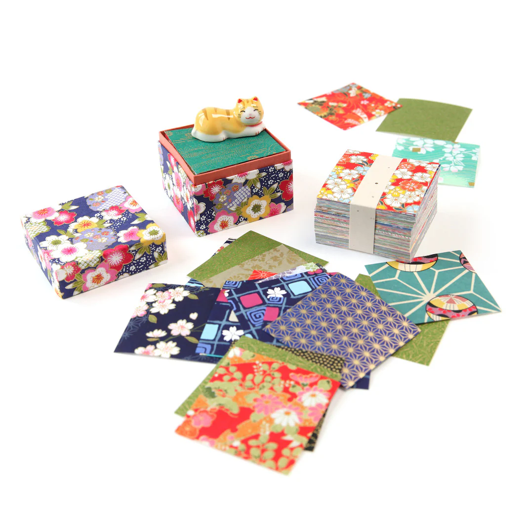200 Papiers Origami - 6 x 6 cm - Motifs variés - Traditionnel - Boîte Rouge – Image 9