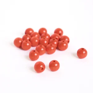 Lot de 20 perles en bois - Orange Rouge - 10mm