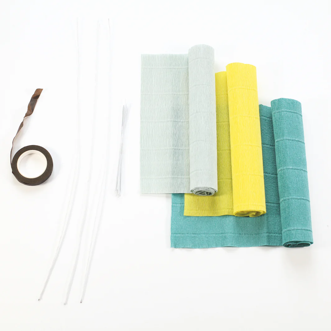 Kit 3 Branchages Feuilles d'Érable en Crépon - Jaune Acidulé, Bleu Gris et Bleu Canard - Acidulé – Image 3