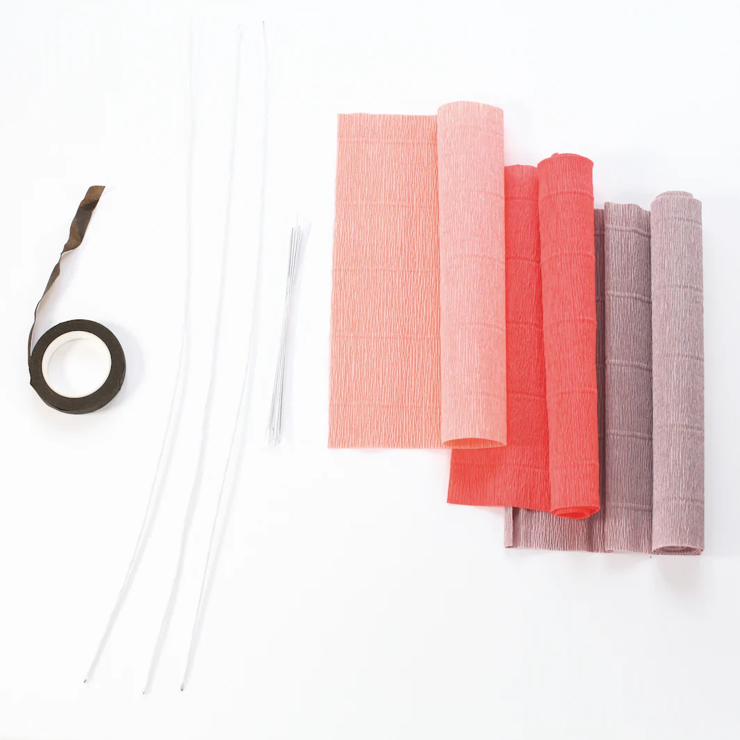 Kit 3 Branchages Feuilles d'Érable en Crépon - Rose Saumon, Corail Vif et Mauve et - Corail – Image 3