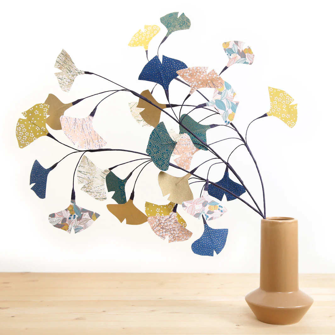 Kit 3 Branches de Ginkgo - Jaune Moutarde, Rose Clair, Bleu Nuit et Bleu Canard - Miyabi – Image 2