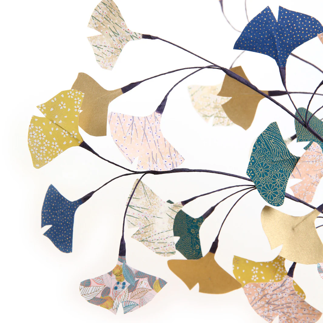 Kit 3 Branches de Ginkgo - Jaune Moutarde, Rose Clair, Bleu Nuit et Bleu Canard - Miyabi – Image 6