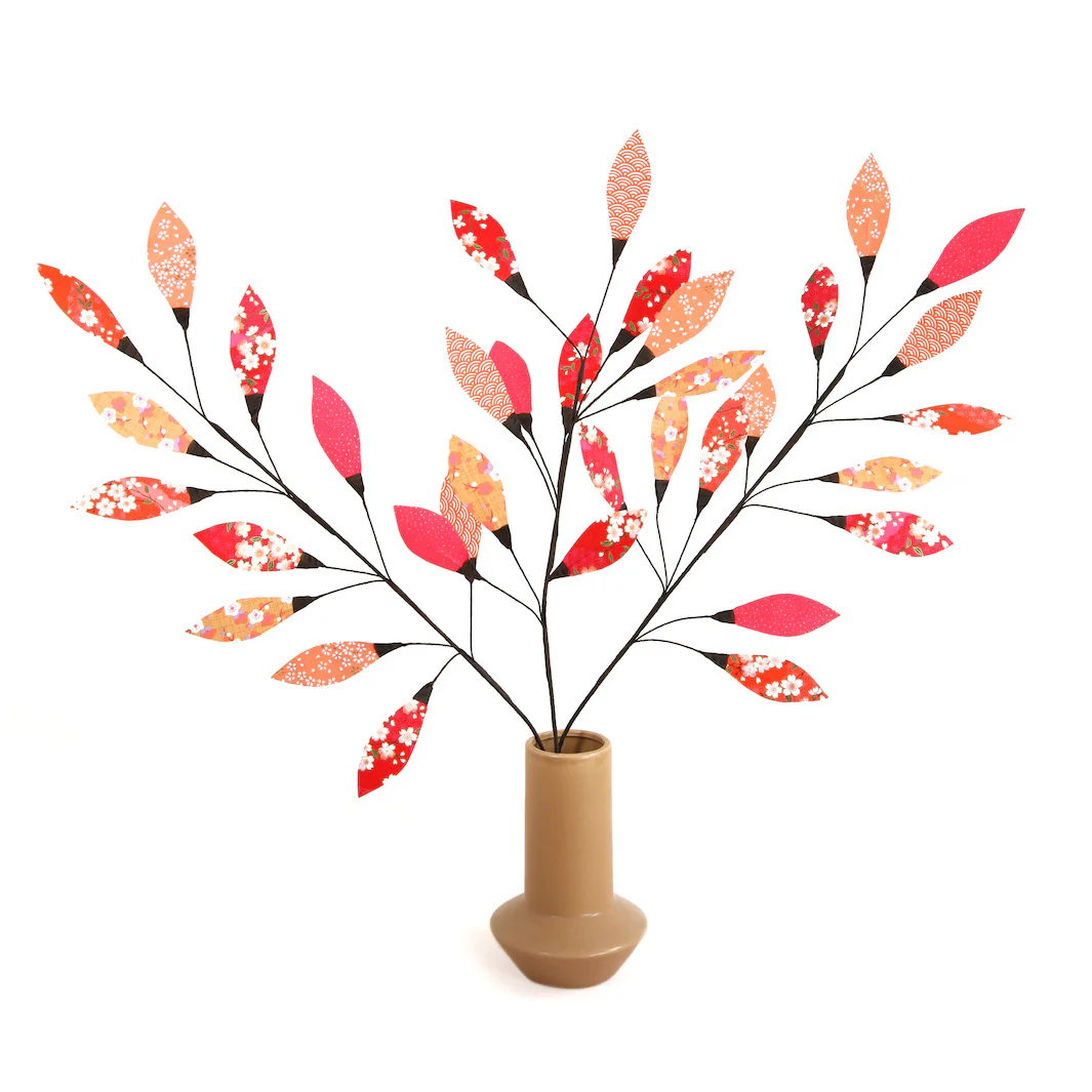 Kit 3 Feuillages - Rouge, Rose et Orange - Groseille