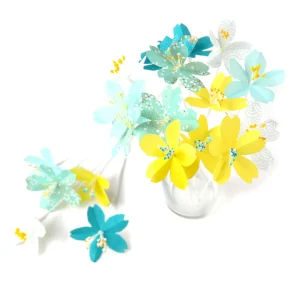 Kit Bouquet de Fleurs de Cerisier - Bleu Turquoise, Vert d'Eau et Jaune Acidulé - Bord de Mer