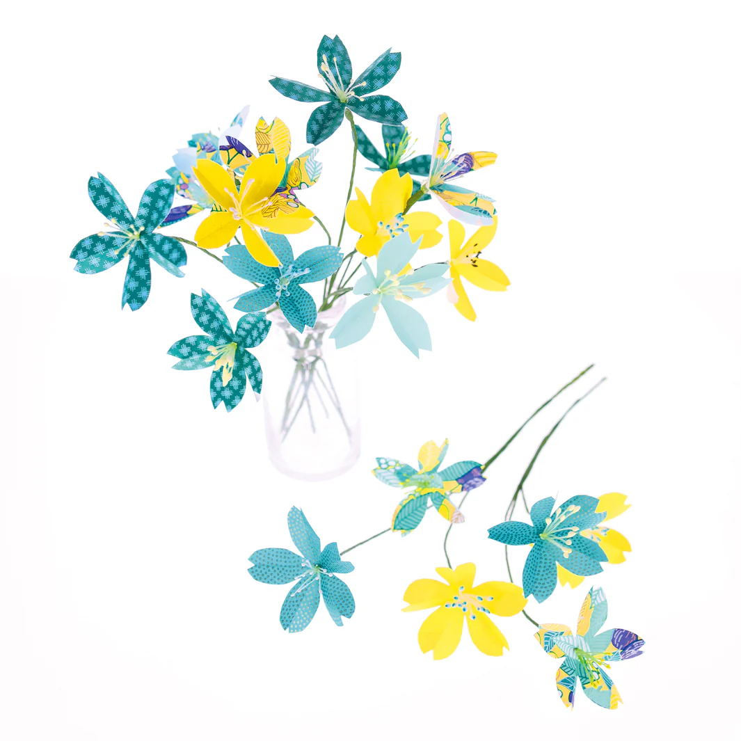 Kit Bouquet de Fleurs de Cerisier - Jaune, Vert d'Eau et Bleu Canard - Prairie – Image 2