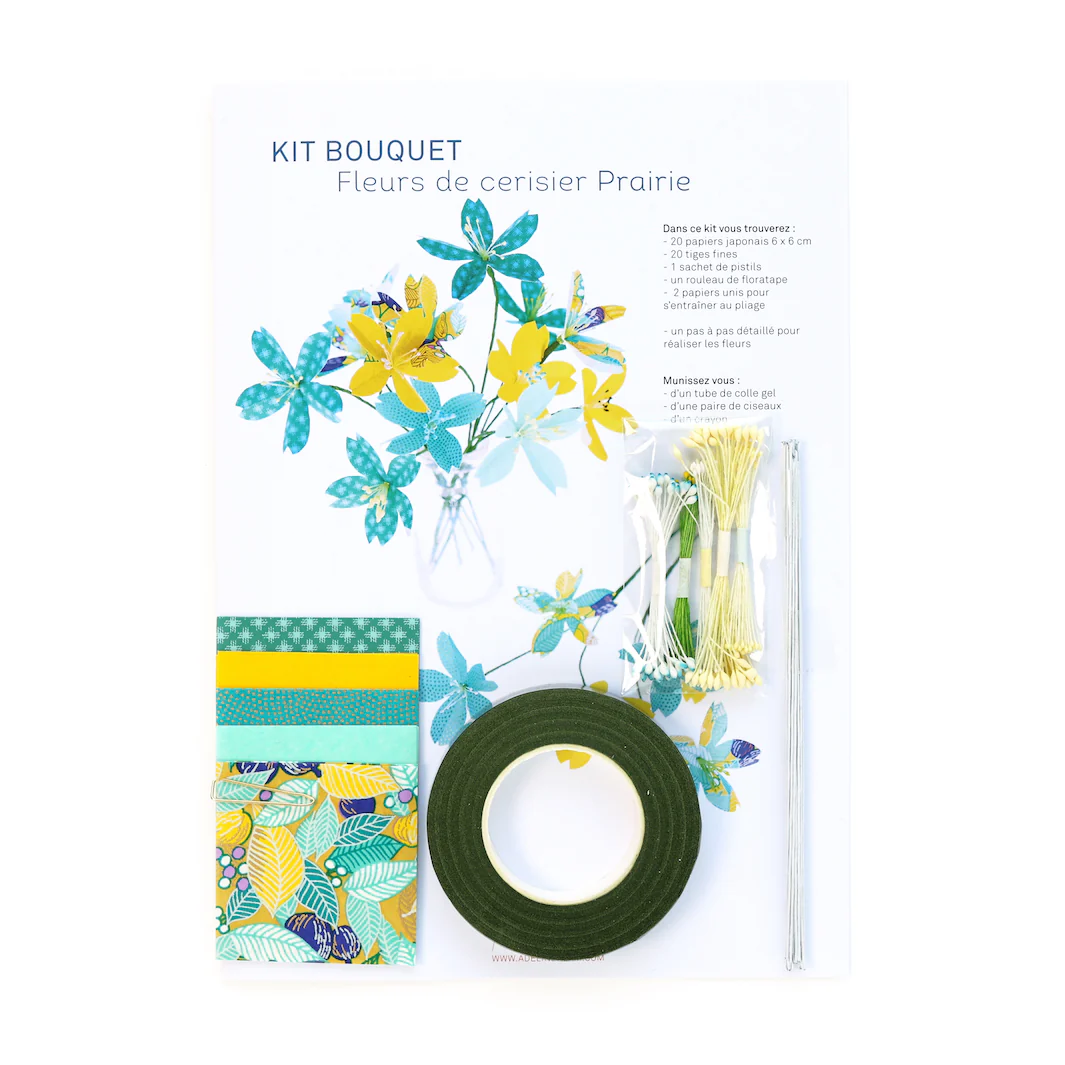 Kit Bouquet de Fleurs de Cerisier - Jaune, Vert d'Eau et Bleu Canard - Prairie – Image 3