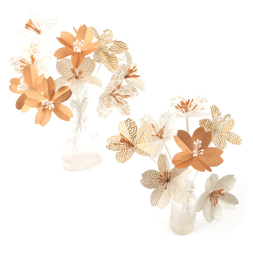Kit Bouquet de Fleurs de Cerisier - Blanc Cassé, Beige et Or - Or – Image 2
