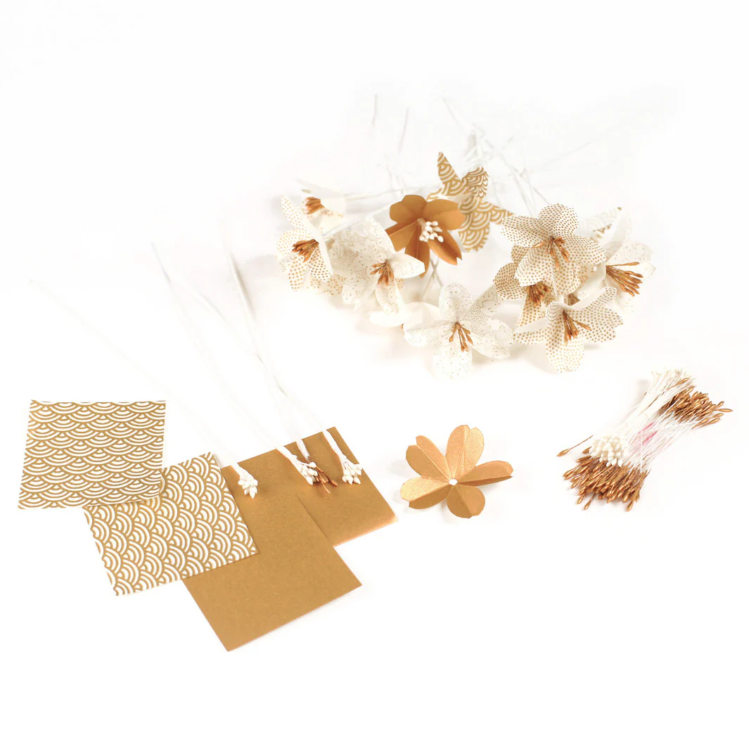 Kit Bouquet de Fleurs de Cerisier - Blanc Cassé, Beige et Or - Or – Image 4
