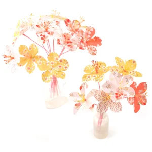 Kit Bouquet de Fleurs de cerisier - Jaune Moutarde, Rose Pâle et Corail - Pamplemousse