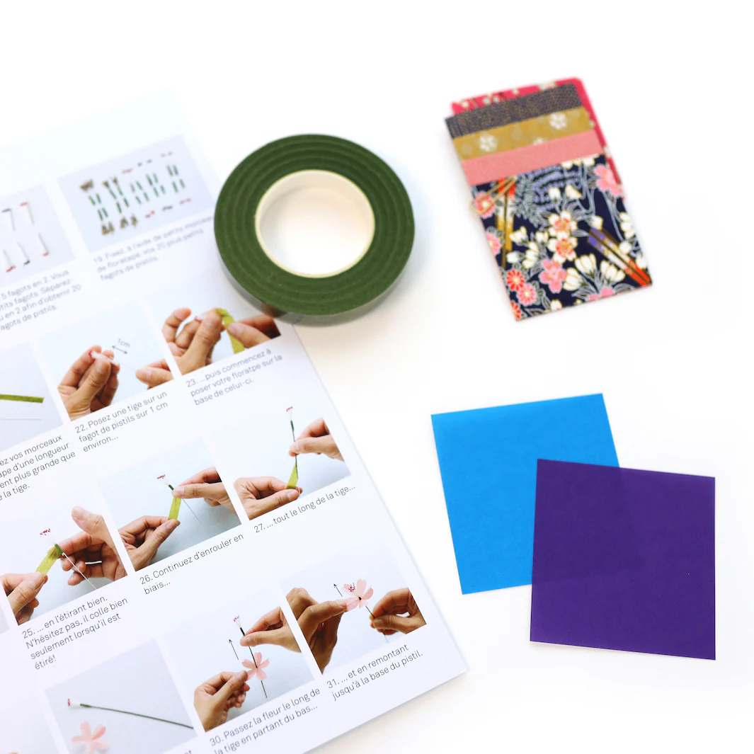 Kit Bouquet de Fleurs de Cerisier - Violet, Bleu Nuit, Jaune Moutarde et Rose - Kimono – Image 4