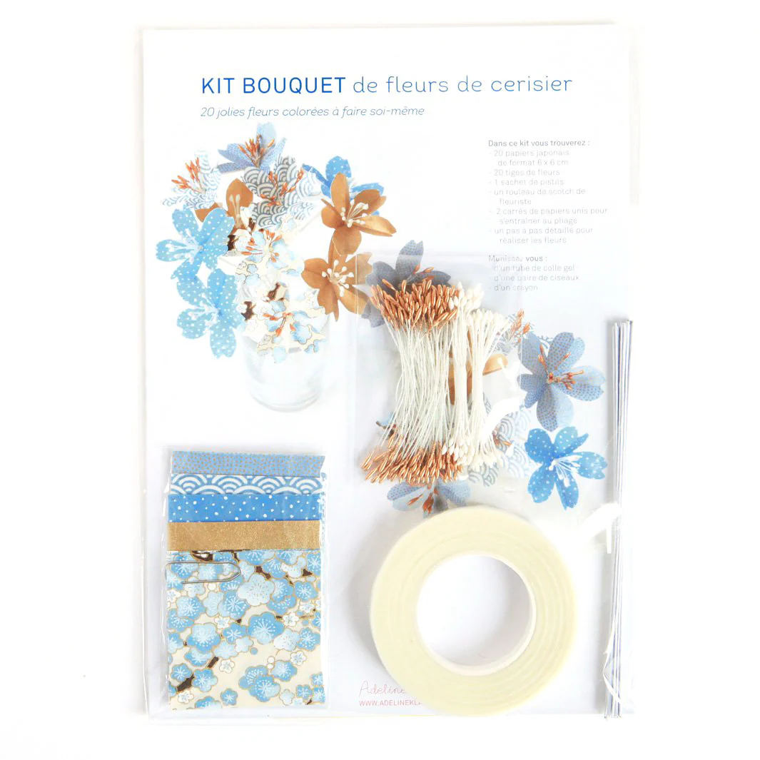Kit Bouquet de Fleurs de cerisier - Bleu, Gris et Or - Bleu Neige – Image 3