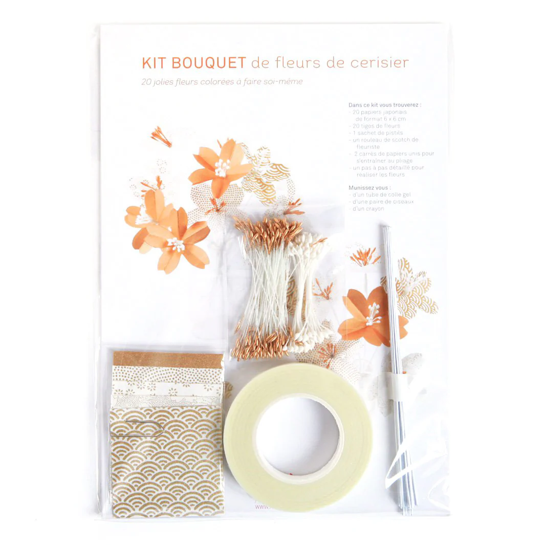 Kit Bouquet de Fleurs de Cerisier - Blanc Cassé, Beige et Or - Or – Image 3