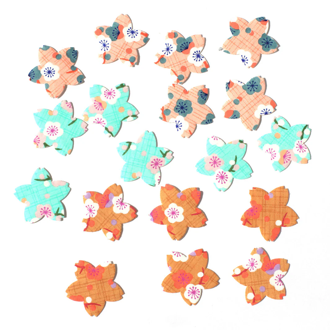 Lot de 18 Stickers en Papier Japonais - Sakura - Saumon, Caramel et Menthe – Image 2