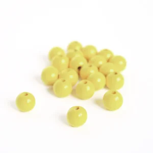 Lot de 20 perles en bois - Jaune Acidulé - 10mm
