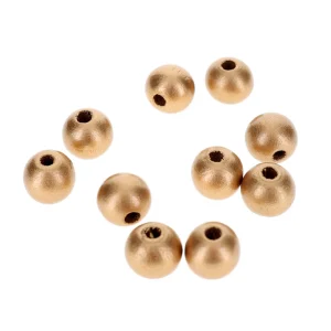 Lot de 20 Perles en Bois - Or - 10mm
