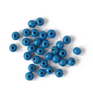 Lot de 30 perles en bois - Bleu Moyen - 8mm