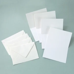 Lot de 4 Cartes et Enveloppes - Vierge et Blanc