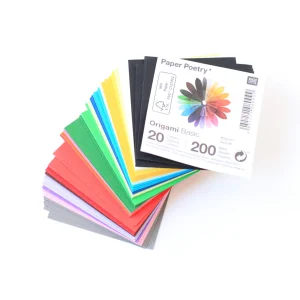 200 Papiers Origami Unis - 5x5cm - 20 Couleurs Basiques