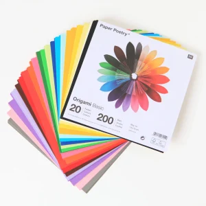 200 Papiers Origami Unis - 10 x 10 cm - 20 couleurs basiques