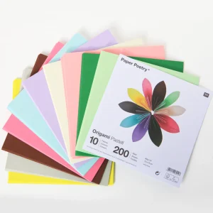 200 papiers origami - 15 x 15 cm - 10 couleurs pastel
