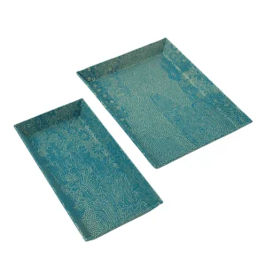 Petit & Grand vide-poches - Paysage points Or - Bleu Canard - M627