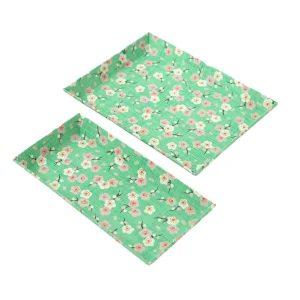 Petit & Grand vide-poches - Fleurs de pruniers rétros - Vert et Rose pâle - M793