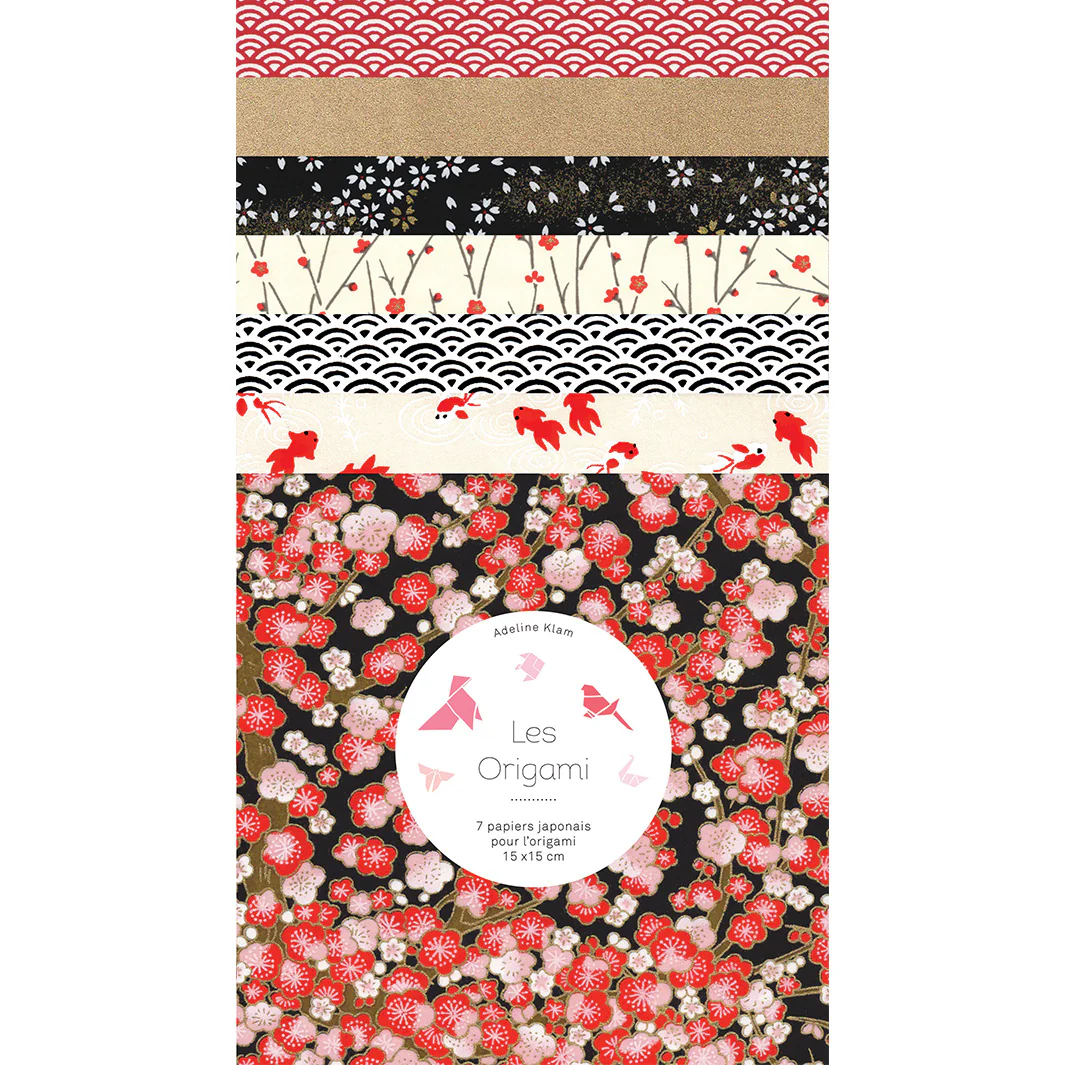 7 Papiers Origami - 15 x 15 cm - Rouge, Noir et Or - Sakurajima - J3 – Image 2