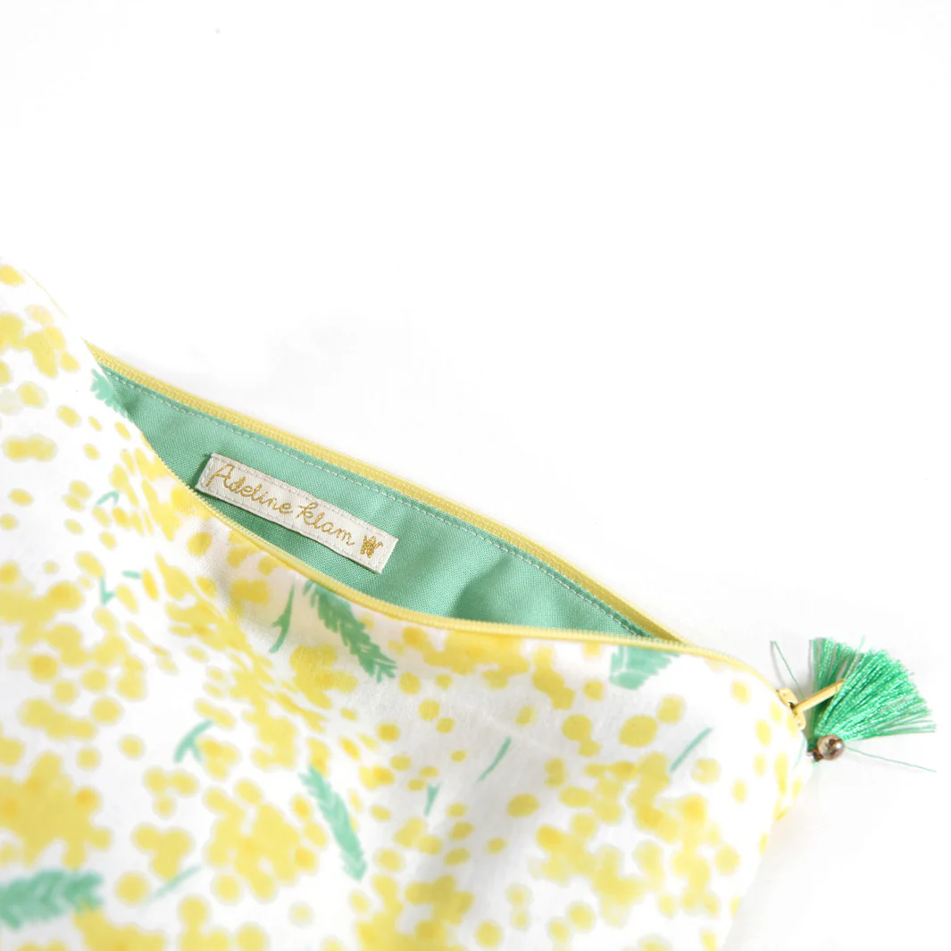 Trousse avec fond en tissus japonais - Mimosa - Jaune et Vert – Image 5