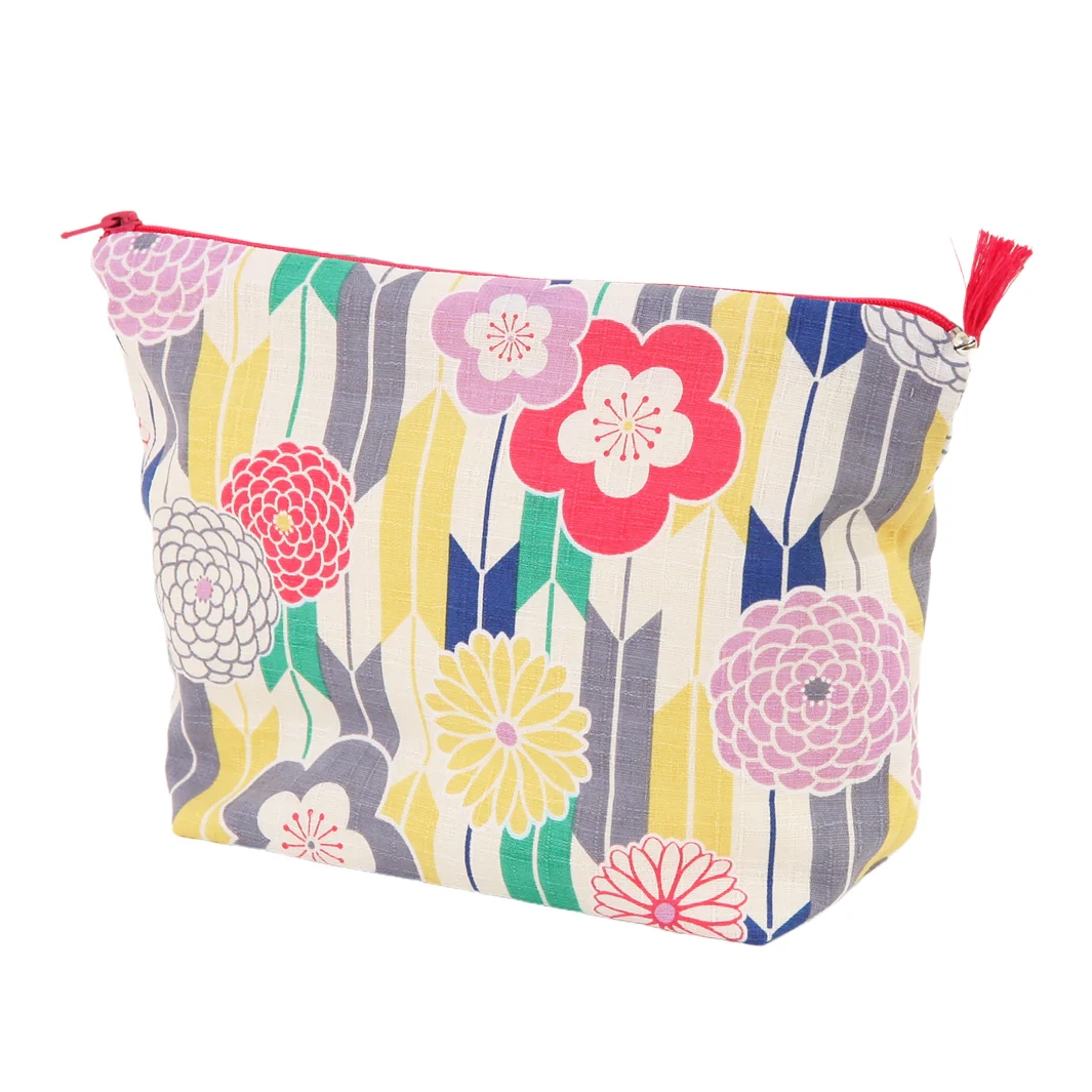 Trousse avec Fond en Tissus Japonais - Motifs Variés Graphiques - Multicolore