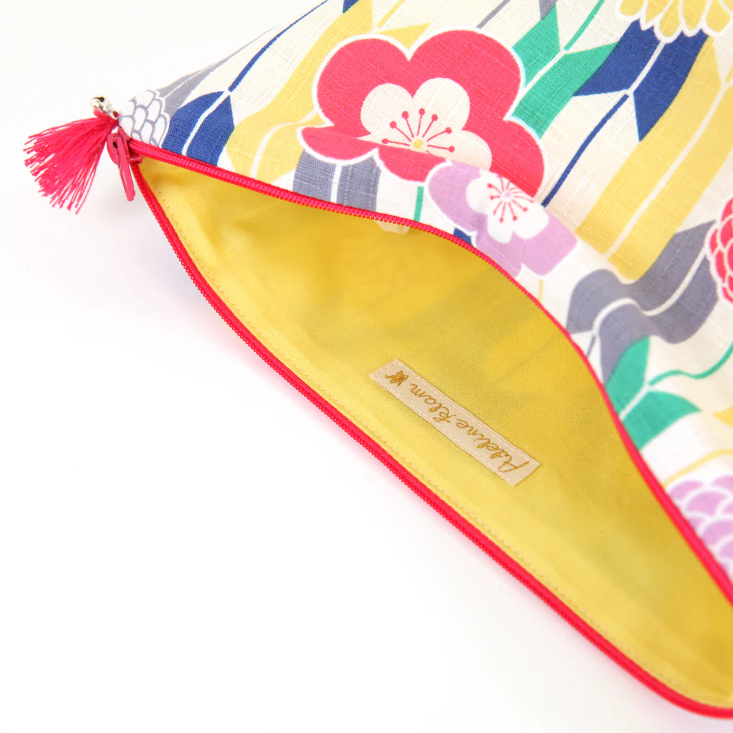 Trousse avec Fond en Tissus Japonais - Motifs Variés Graphiques - Multicolore – Image 4