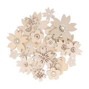 Lot de 30 fleurs de cerisier et prunier en bois