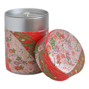 Boîte à thé - Dunes et fleurs- Rouge et nacré - M745