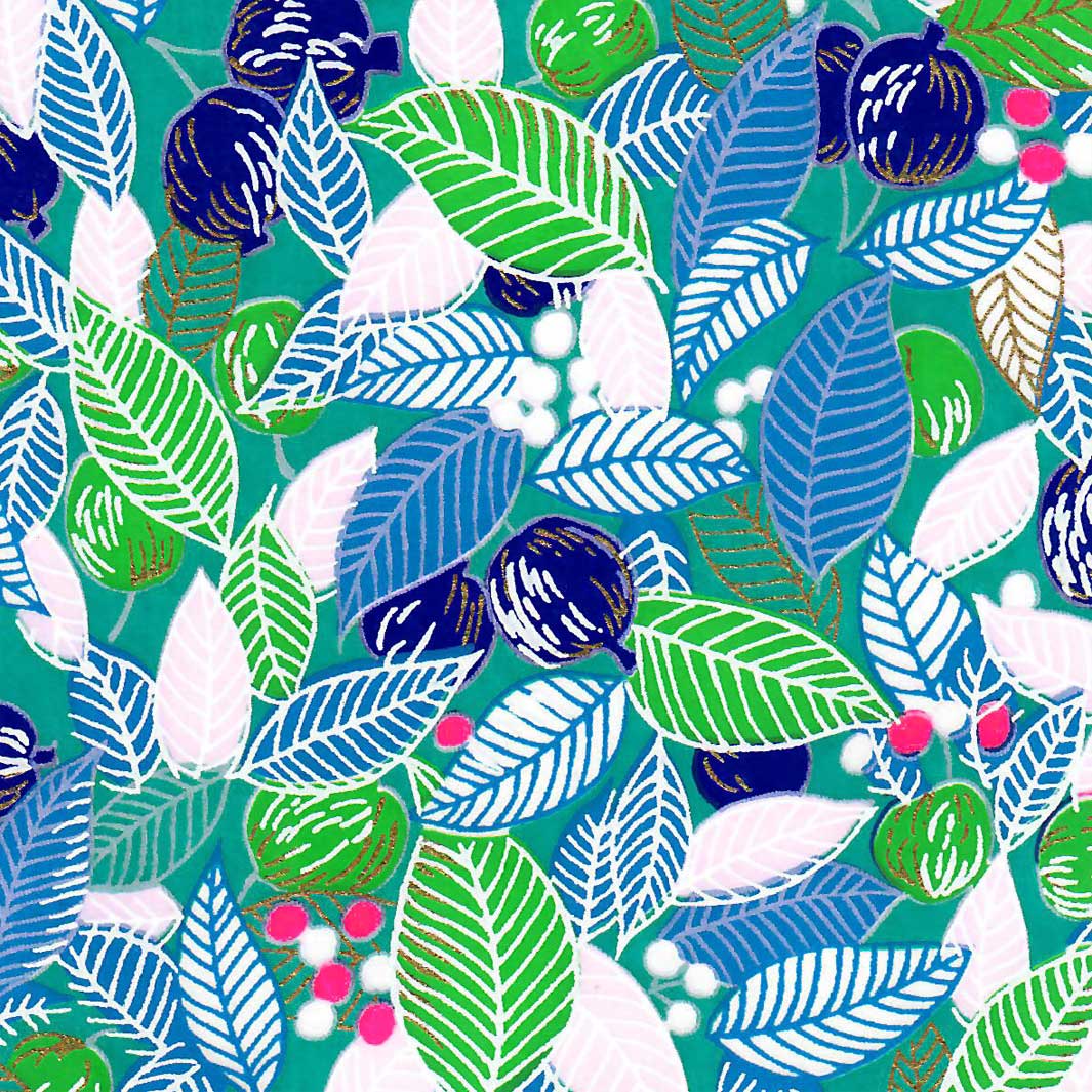 Boîte à Thé - Feuilles, Baies et Fruits - Turquoise, Bleu et Vert - M854 – Image 4