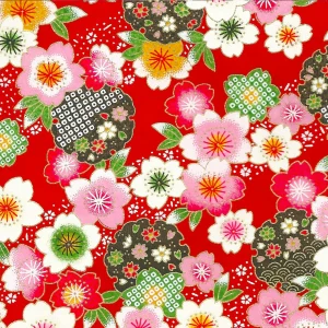 Papier Japonais - Fleurs de Cerisier Traditionnelles - Rouge - M368
