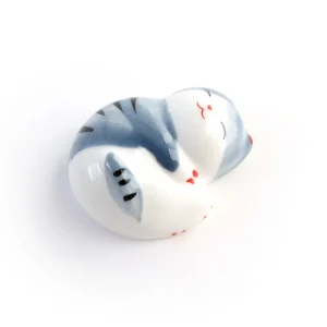 Chat Endormi - Porte-Baguettes - Tigré, Gris Bleu et Noir