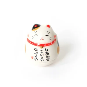 Culbuto Japonais - Maneki Neko - Tacheté Noir, Blanc et Roux
