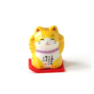 Petit Grigri Chat - Maneki-Neko - Tigré, Jaune