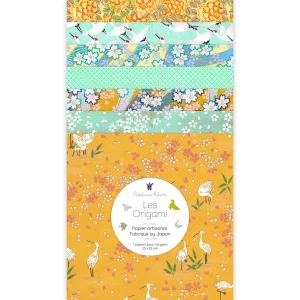 7 Papiers Origami - 15 x 15 cm - Jaune Moutarde, Vert d'Eau et Bleu Turquoise - Oasis - U7