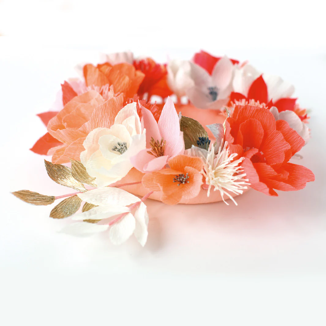 Kit Bouquet de Fleurs en crépon - Rouge, Rose, Orange, Corail et Or - Flamingo – Image 6