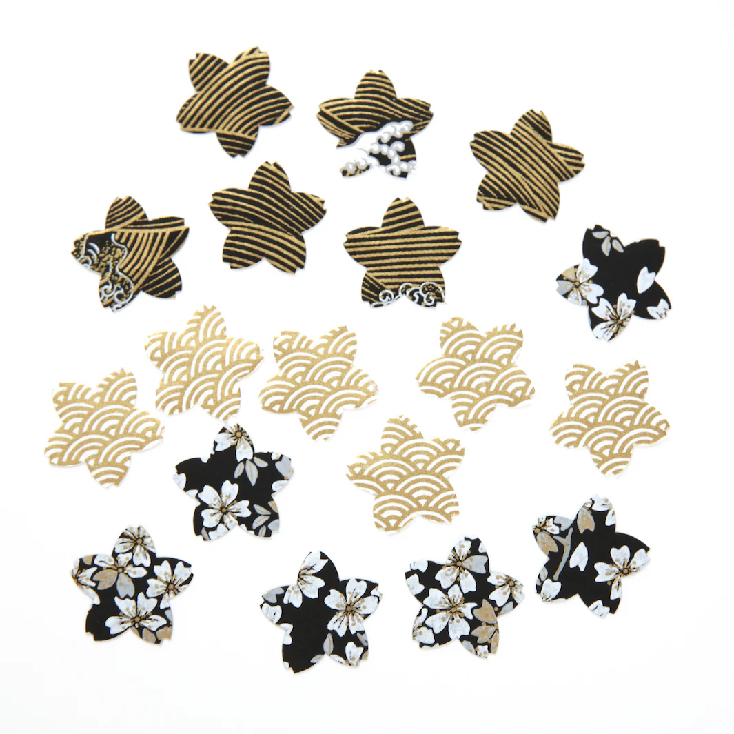 Lot de 18 Stickers en Papier Japonais - Sakura - Noir, Or - D1 – Image 2