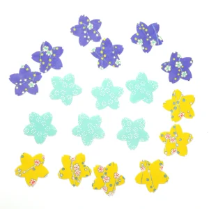 Lot de 18 Stickers en Papier Japonais - Sakura - Violet, Vert d'eau, Jaune - G1