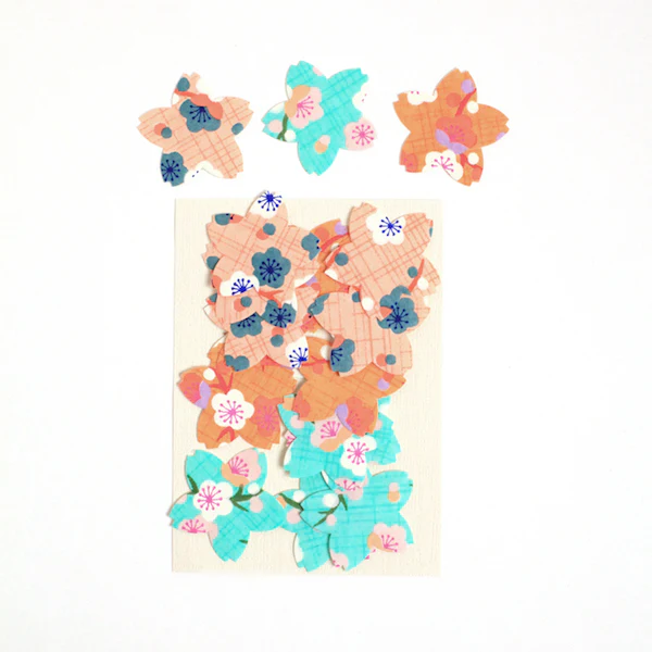 Lot de 18 Stickers en Papier Japonais - Sakura - Saumon, Caramel et Menthe – Image 3