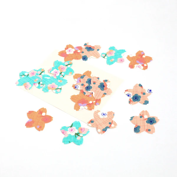 Lot de 18 Stickers en Papier Japonais - Sakura - Saumon, Caramel et Menthe – Image 4